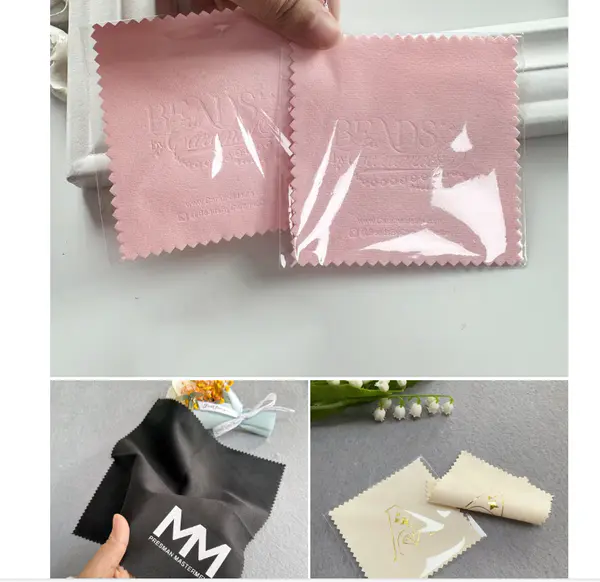 Jewelry Cleaning Cloth Soft Microfiber Jewelry Cloth Custom Debossed Logo Silver Polishing Cloth