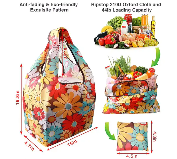 Carry Packaging Reusable Portable Polyester Tote Foldable Recycle Shopping Grocery Reusable Bag