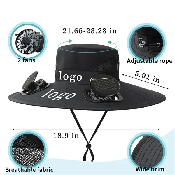 Solar Fan Sun Hat Wide Brim
