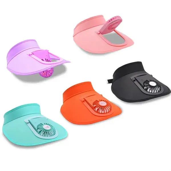 USB Fan Sun Hat Wide Brim Portable Running Visor Cap