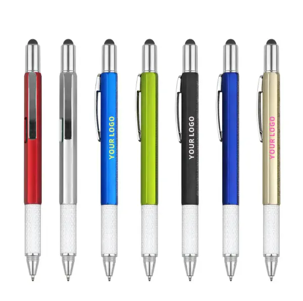 Hot Sale Promotional Custom Logo Ballpoint Pen With Rulers Spirit Level Screwdrivers Touch Screen Stylus 4 in 1