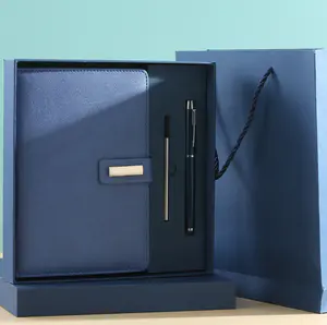 Custom Logo Leather Notebook Pen Set Promotional Company Gift with Box and Bag