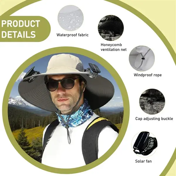 Solar Fan Sun Hat Wide Brim