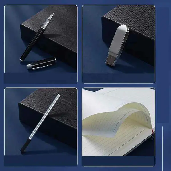 Business Gift Set Custom Logo Stationery Customized Luxury Pu Leather Notebook with Pen USB Flash Drive Cooperate Gift Box Set