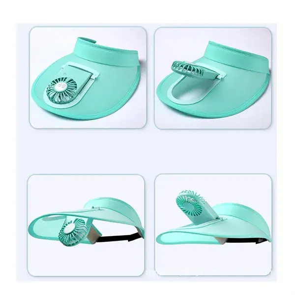 USB Fan Sun Hat Wide Brim Portable Running Visor Cap