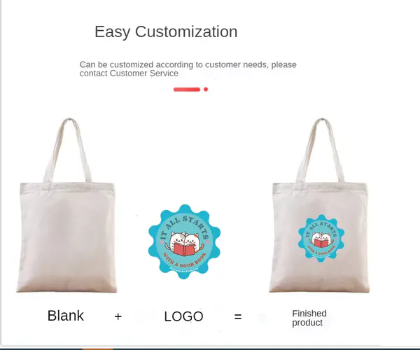 Plain Blank Cotton Canvas Tote Bag DIY Custom Logo Printed Shopping Bag White or Original Color for Gift Purpose