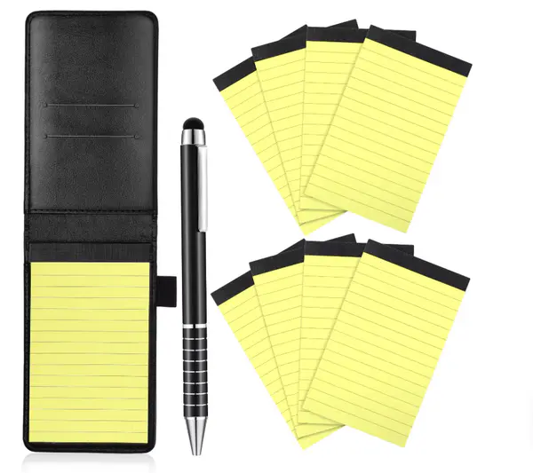 Custom Logo Leather Cover Pocket Notepad with Pen 
