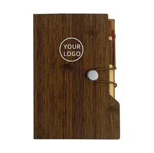 Custom A5 Wood Kraft Paper Memo Pads Planner Stickers Journal Stationery Notebook Set with Pen & Sticky Notes Cover Ideal Gift