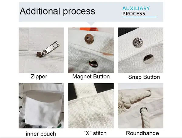 Plain Blank Cotton Canvas Tote Bag DIY Custom Logo Printed Shopping Bag White or Original Color for Gift Purpose