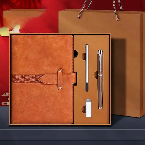 Business Gift Set Custom Logo Stationery Customized Luxury Pu Leather Notebook with Pen USB Flash Drive Cooperate Gift Box Set