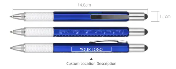 Hot Sale Promotional Custom Logo Ballpoint Pen With Rulers Spirit Level Screwdrivers Touch Screen Stylus 4 in 1