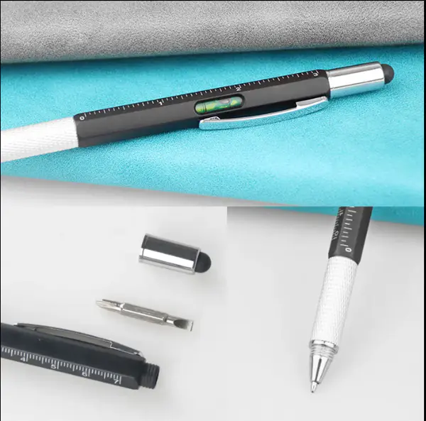 Hot Sale Promotional Custom Logo Ballpoint Pen With Rulers Spirit Level Screwdrivers Touch Screen Stylus 4 in 1