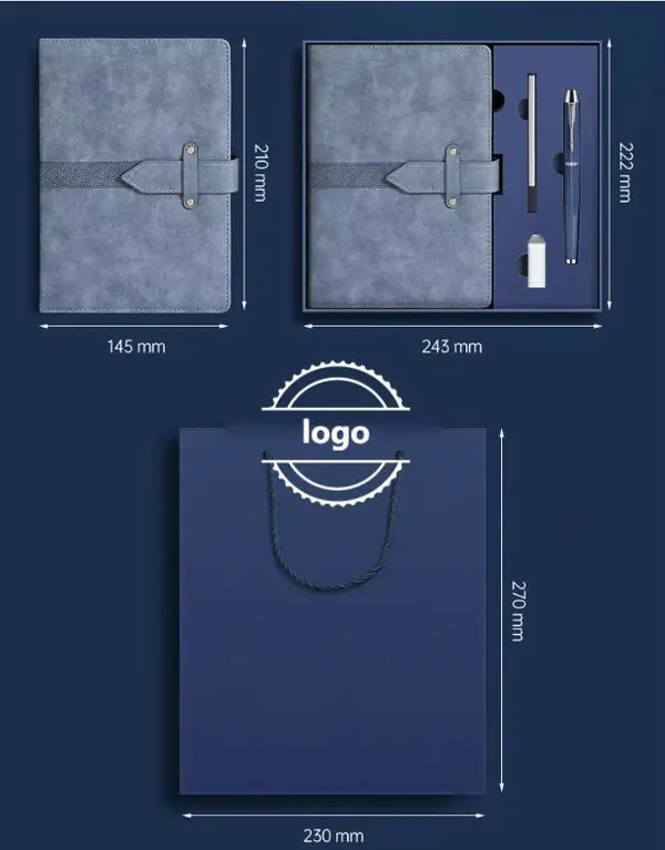 Business Gift Set Custom Logo Stationery Customized Luxury Pu Leather Notebook with Pen USB Flash Drive Cooperate Gift Box Set