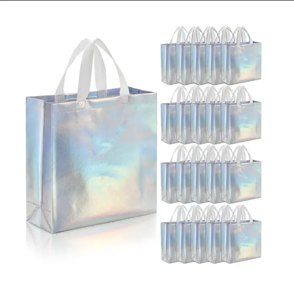 Non-woven Silver Metallic Laser Shopping Bag Sublimation Tote Bag