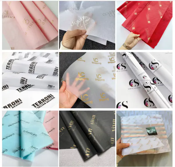 Hot Sale Custom Silver Logo Print Tissue Wrapping Paper for Packaging Clothes Gift
