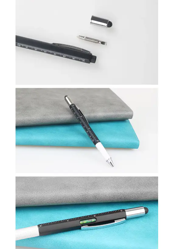 Hot Sale Promotional Custom Logo Ballpoint Pen With Rulers Spirit Level Screwdrivers Touch Screen Stylus 4 in 1